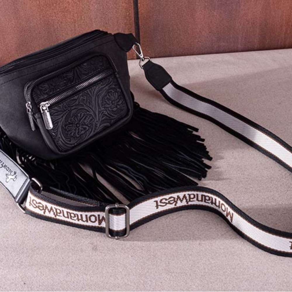 Montana West Black Fringe Embroidered Bag